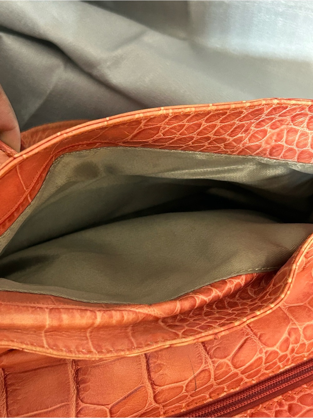🌂Vintage Francescobiasia Croc-Embossed Hobo Bag in Burnt Orange - Picture 6 of 10